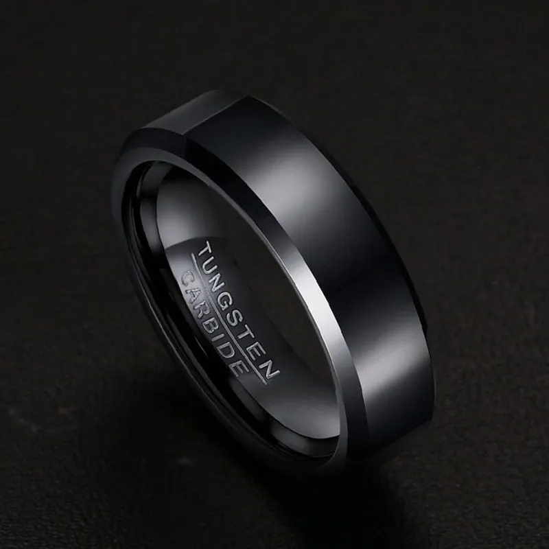 Black Tungsten Carbide Men's Ring Wedding Engagement Ring