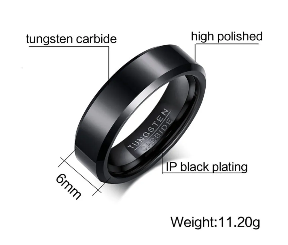 Black Tungsten Carbide Men's Ring Wedding Engagement Ring