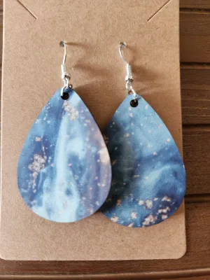 Blue and gold  teardrop earrings