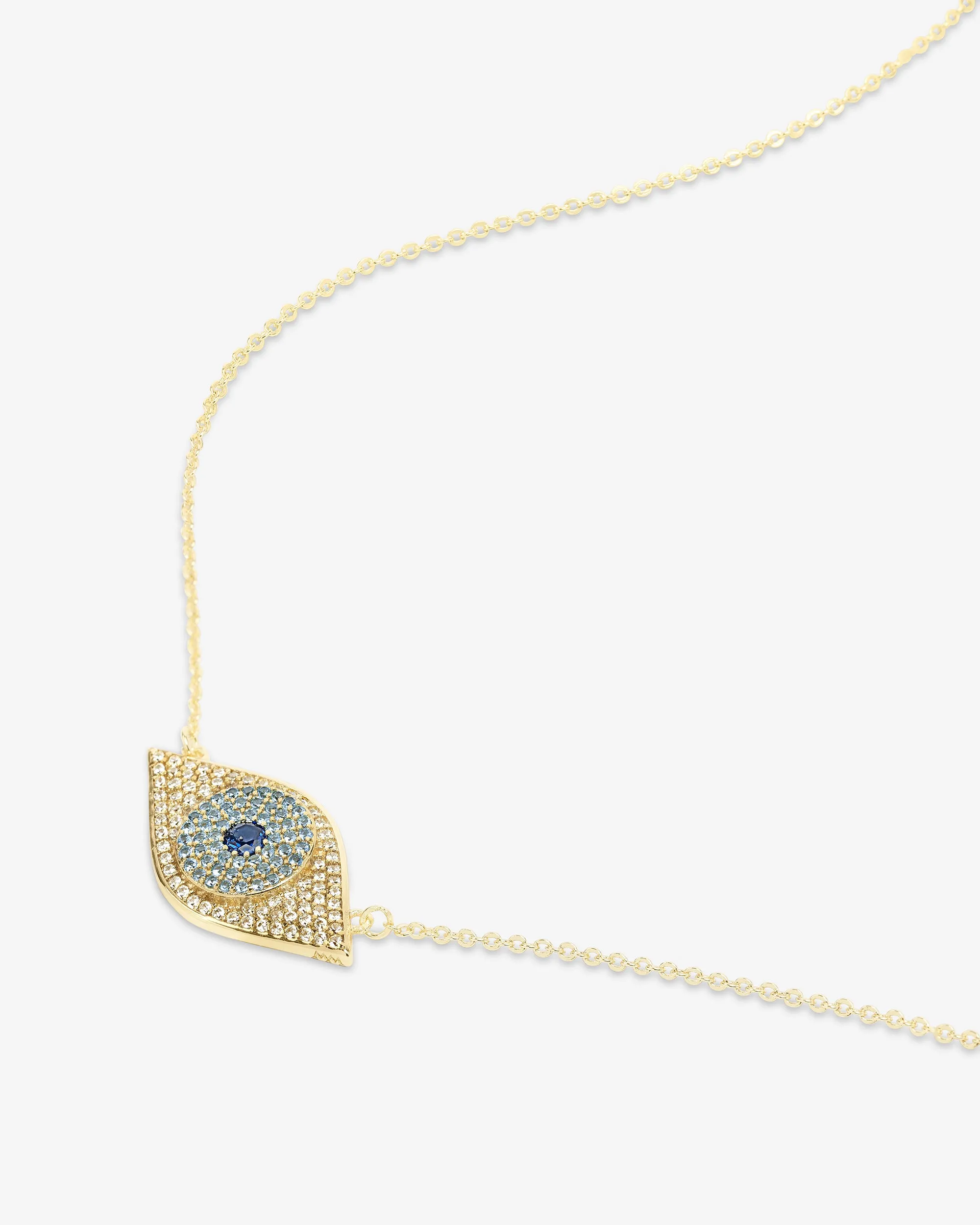 Blue Evil Eye Necklace - Gold|White Diamondettes