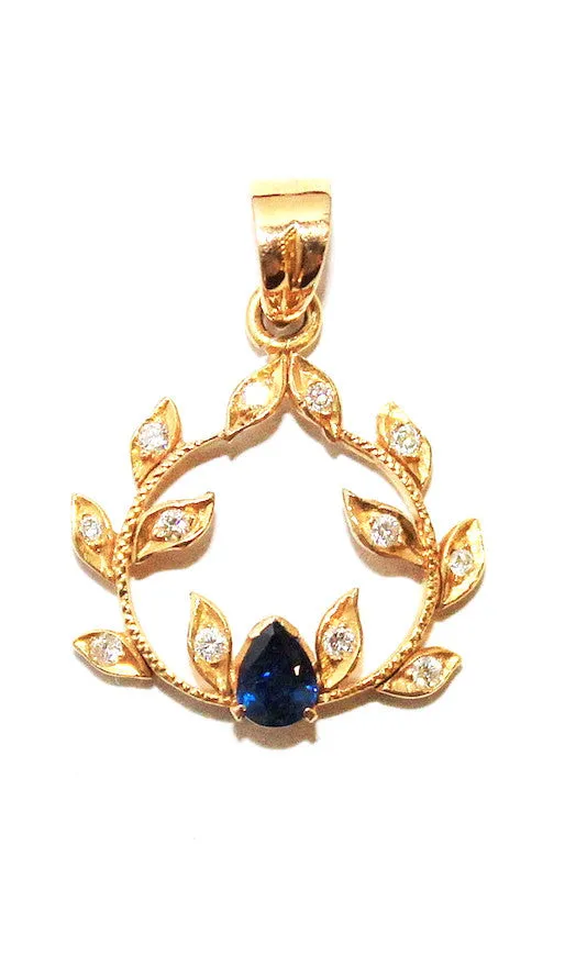 Blue Sapphire And Diamond Garland Pendant AD No. 0949