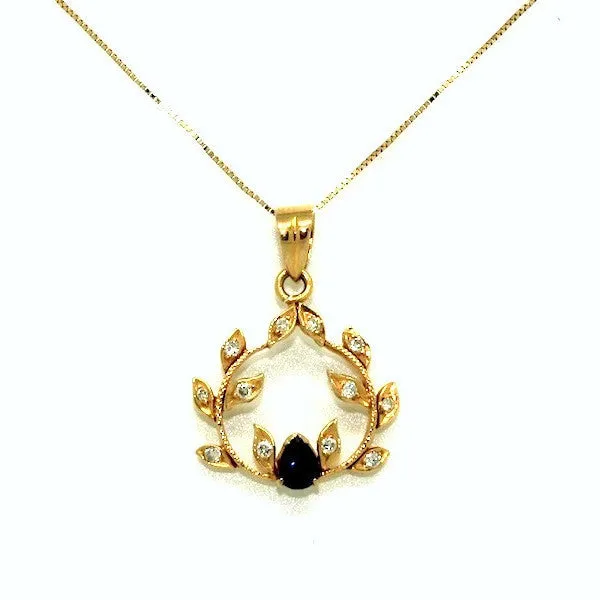 Blue Sapphire And Diamond Garland Pendant AD No. 0949