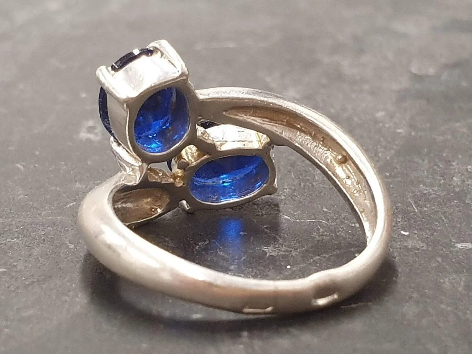 Blue Sapphire Ring - Twin Sapphire Ring - Unique Blue Ring