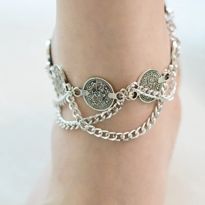 Boho Beach Coin Ankle Bracelet