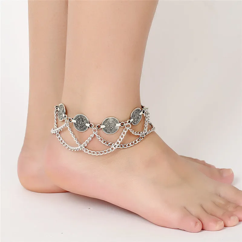 Boho Beach Coin Ankle Bracelet