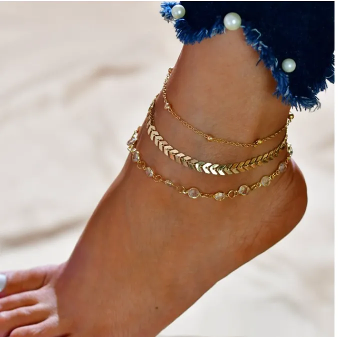 Boho Cubic Zirconia Stone Crystal Anklet Bracelet