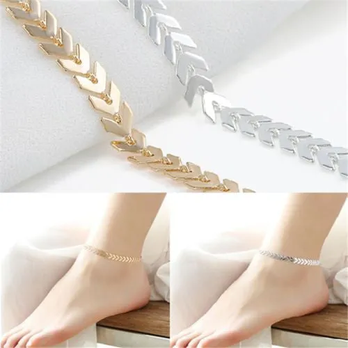 Boho Fishbone Chain Anklets