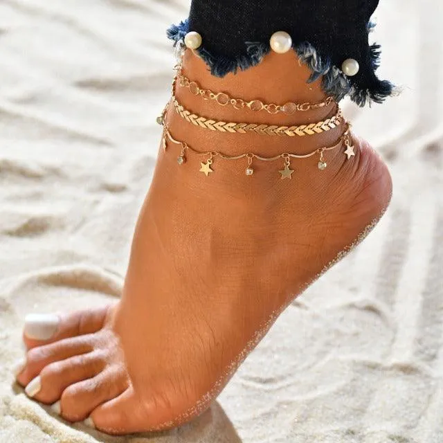 Boho Gold Ankle Bracelets