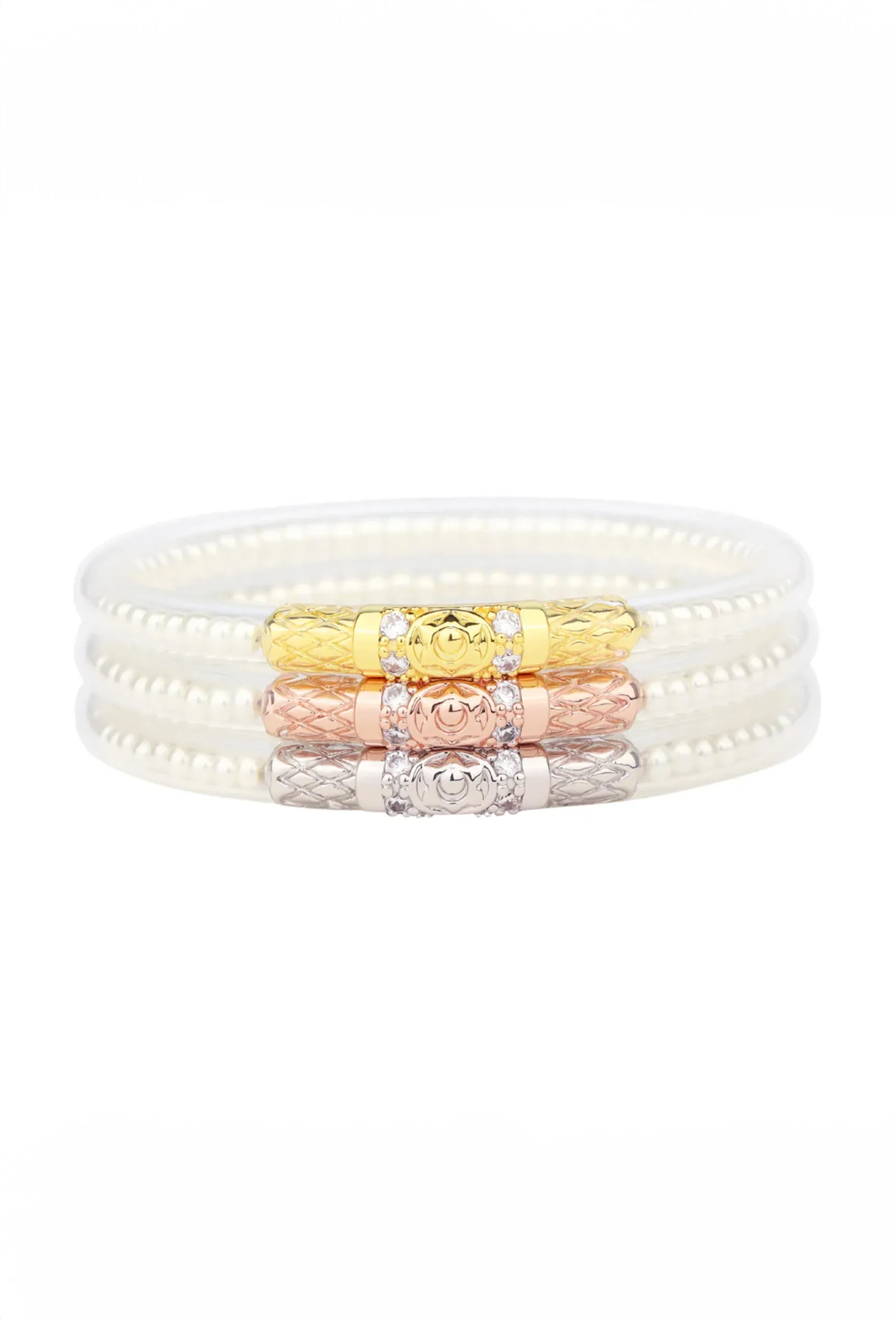 BUDHAGIRL Three Queens Bangles in Pearl