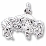 Buffalo Charm In 14K White Gold