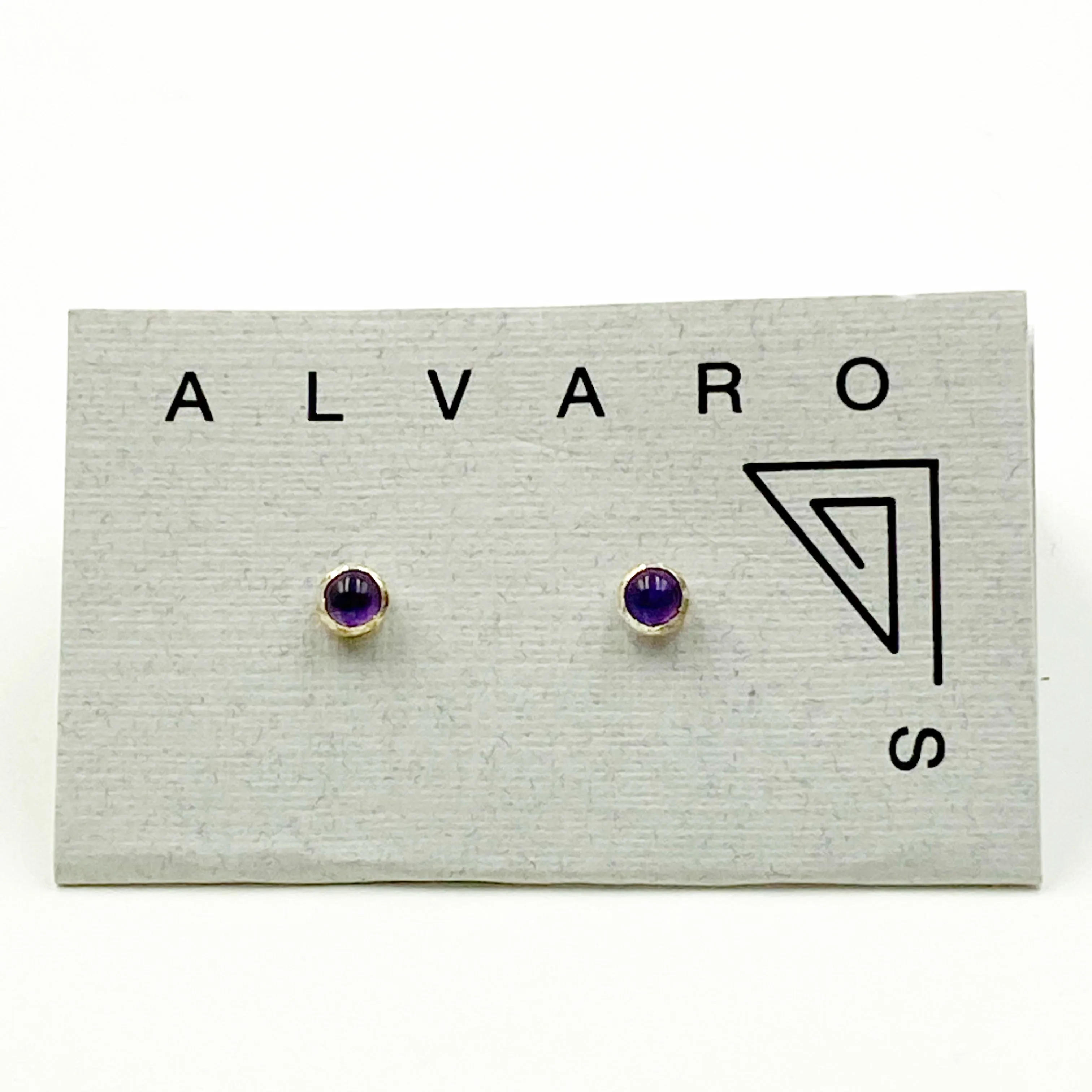 Cabochon Gemstone and Sterling Silver Stud Earrings