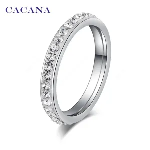 CACANA Stainless Steel Rings For Women Small CZ  Surround Fashion Jewelry Wholesale NO.R19