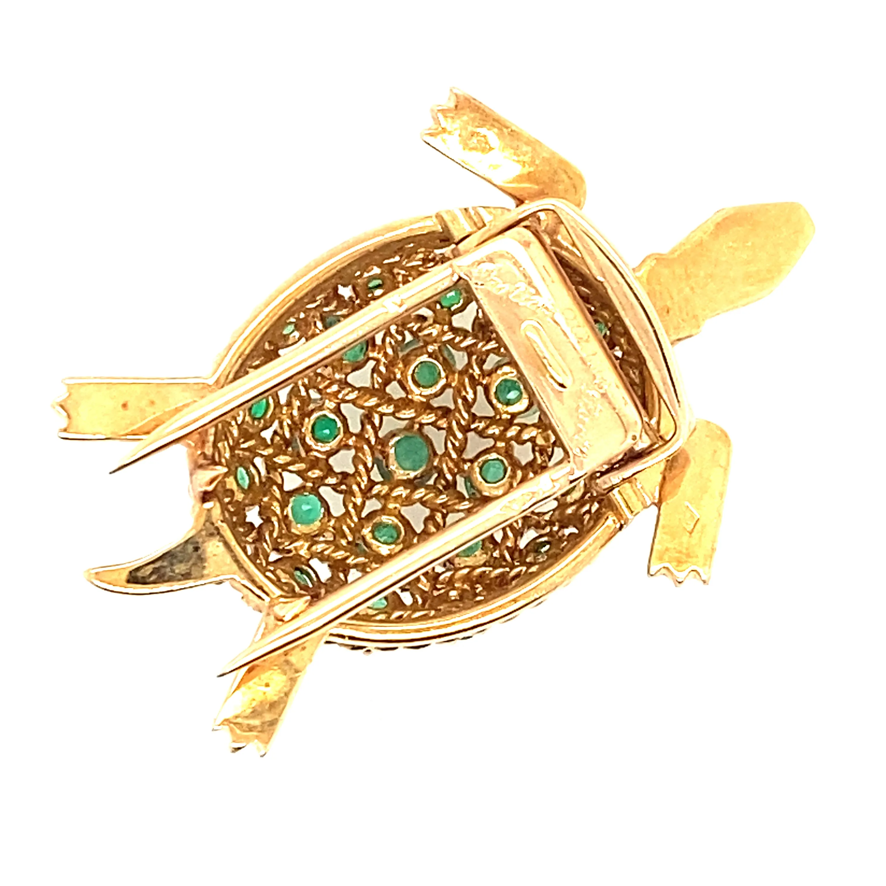 Cartier emerald and sapphire turtle brooch.