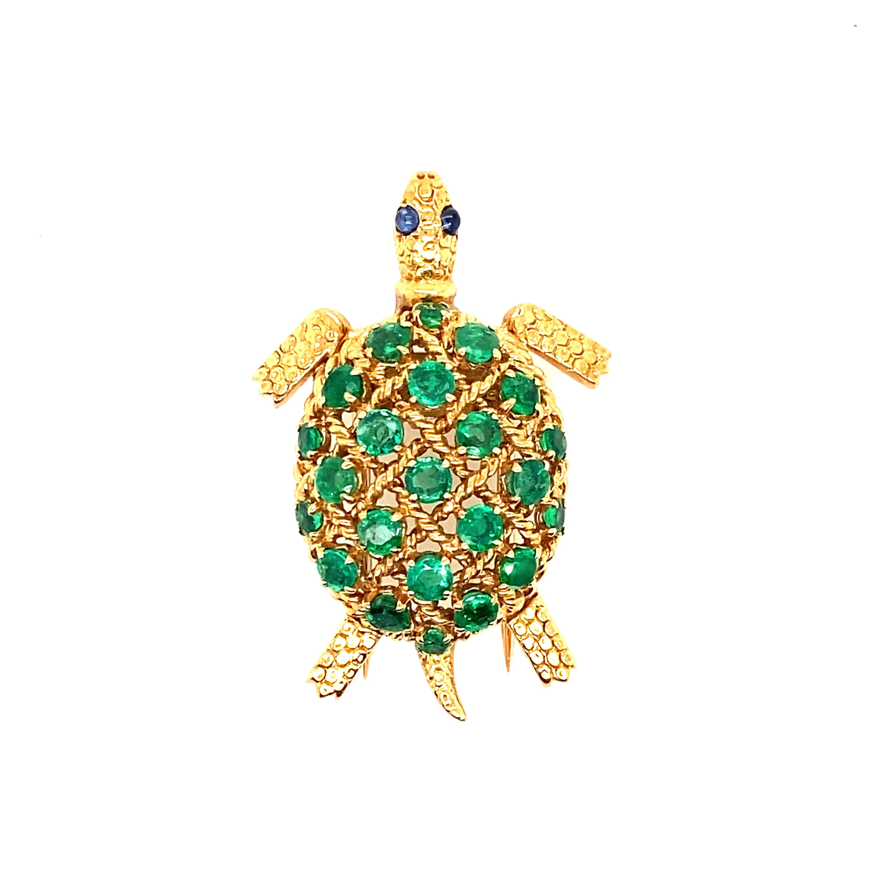 Cartier emerald and sapphire turtle brooch.