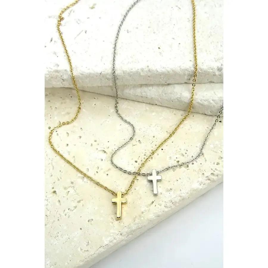 Classic Mini Cross Necklaces Gold or Silver