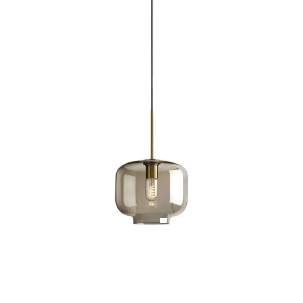 Contemporary Brass Suspension Lamp with Clear Glass Shade - Dining Room Pendant Light, 7"/10"/11" Wide