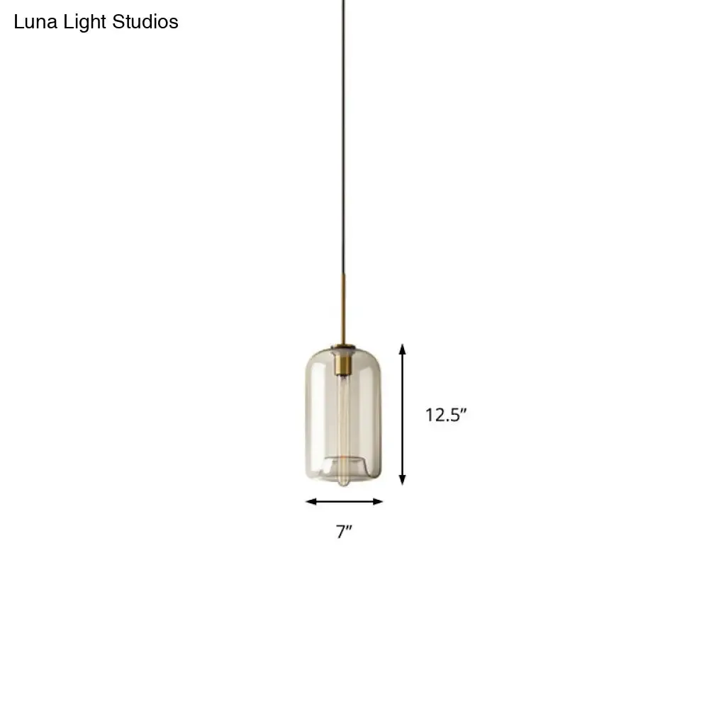 Contemporary Brass Suspension Lamp with Clear Glass Shade - Dining Room Pendant Light, 7"/10"/11" Wide