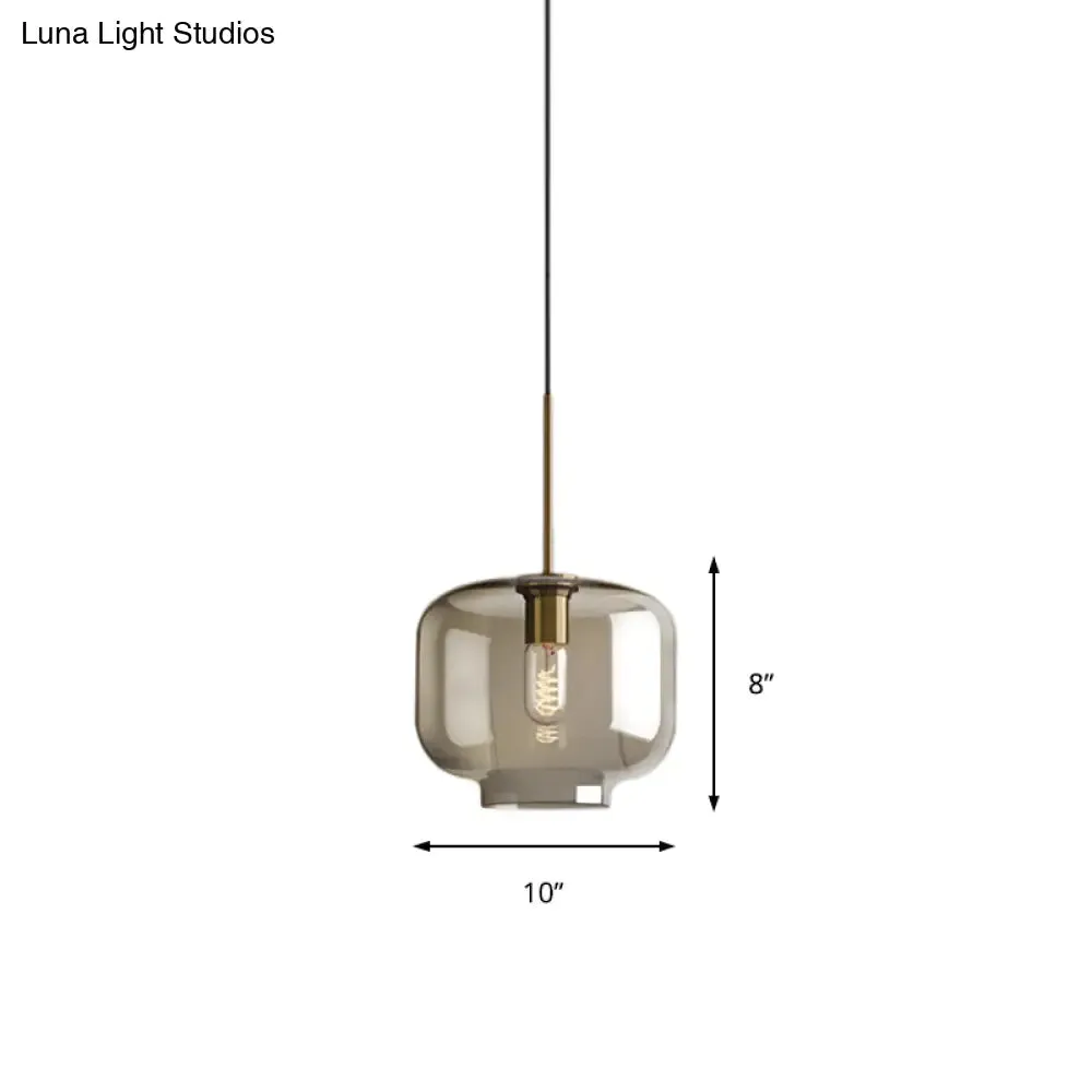 Contemporary Brass Suspension Lamp with Clear Glass Shade - Dining Room Pendant Light, 7"/10"/11" Wide