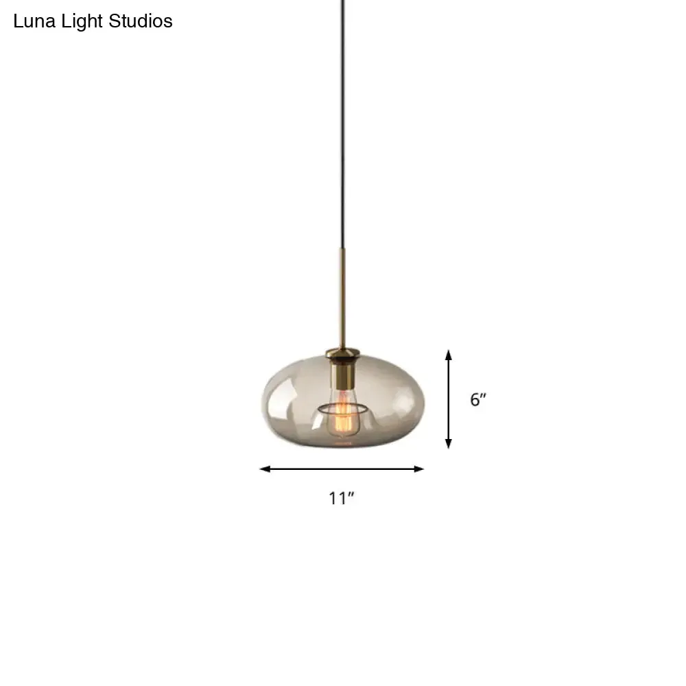 Contemporary Brass Suspension Lamp with Clear Glass Shade - Dining Room Pendant Light, 7"/10"/11" Wide