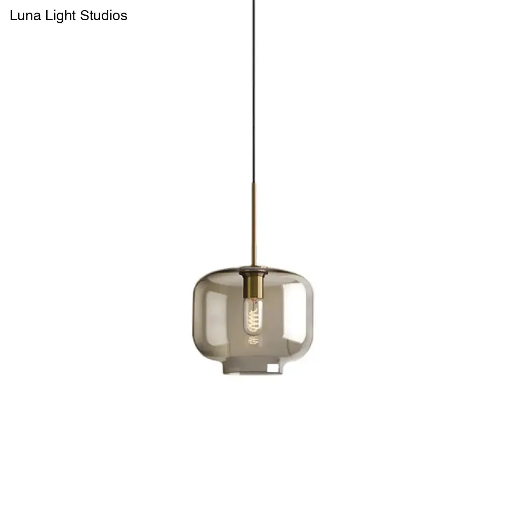 Contemporary Brass Suspension Lamp with Clear Glass Shade - Dining Room Pendant Light, 7"/10"/11" Wide