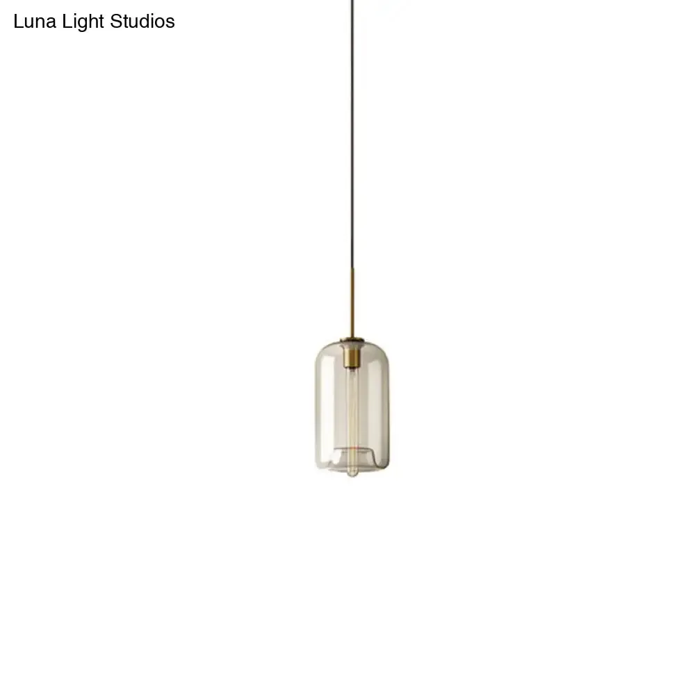 Contemporary Brass Suspension Lamp with Clear Glass Shade - Dining Room Pendant Light, 7"/10"/11" Wide