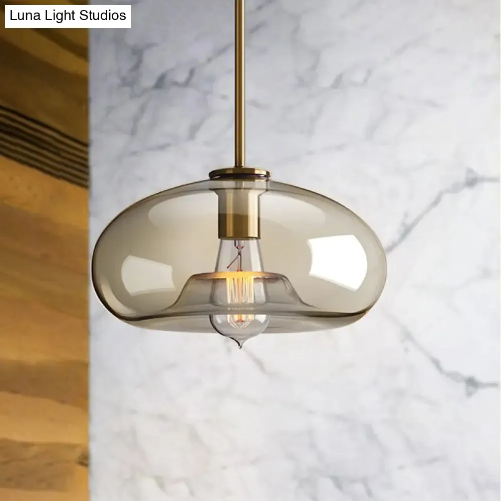 Contemporary Brass Suspension Lamp with Clear Glass Shade - Dining Room Pendant Light, 7"/10"/11" Wide