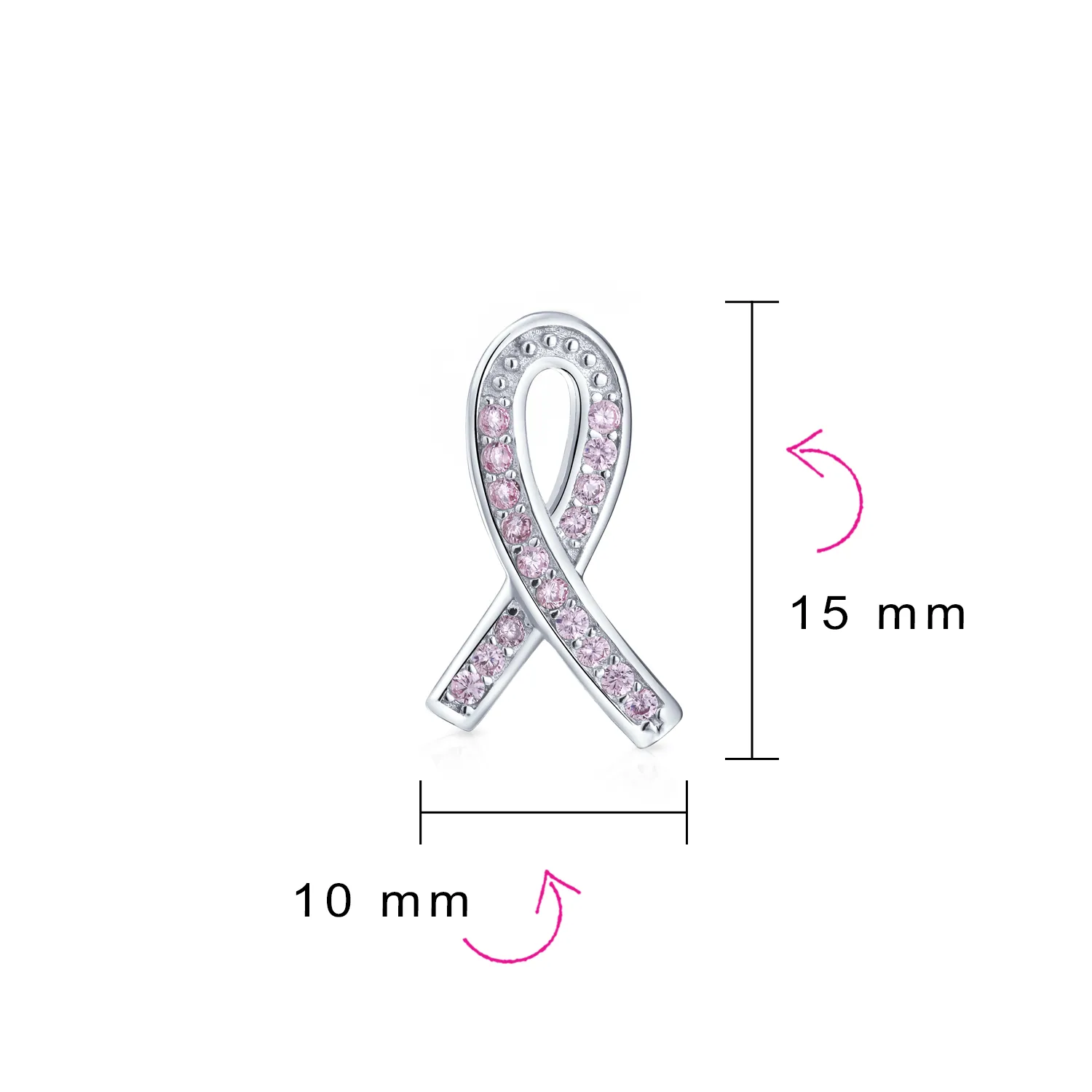 Created Opal Pink Ribbon For Breast Cancer Awareness Stud Earrings