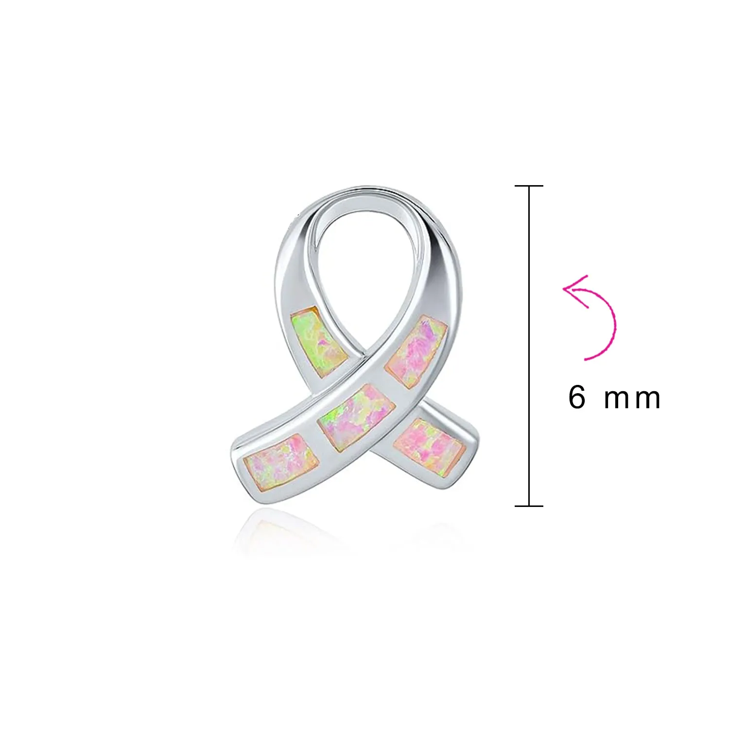 Created Opal Pink Ribbon For Breast Cancer Awareness Stud Earrings