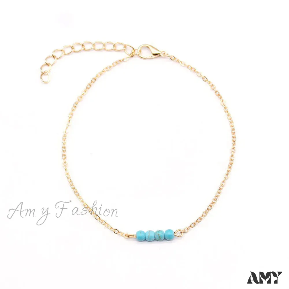 Creative Boho Style Turquoise Anklet