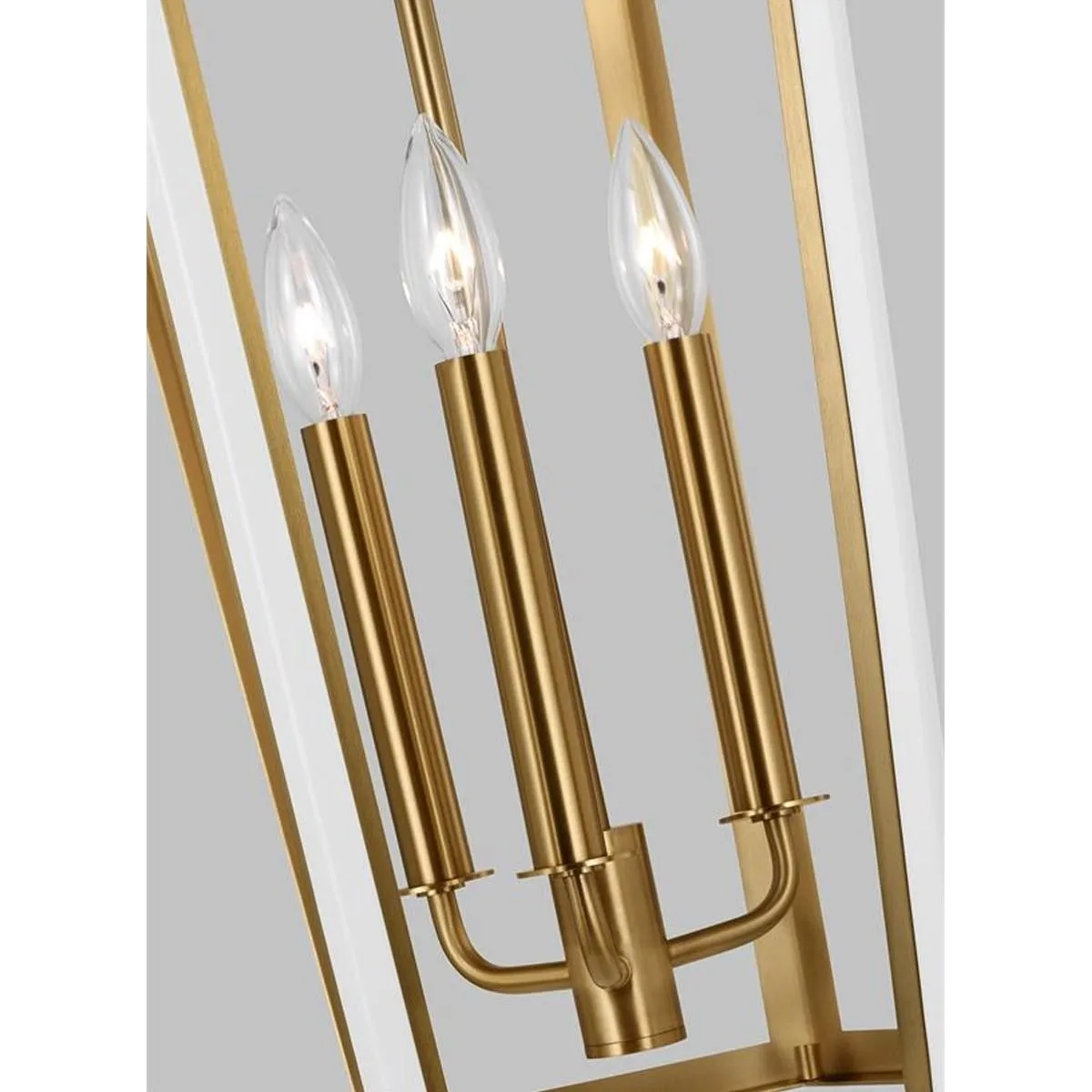 Curt 16 in. 3 Lights Pendant Light White & Brass Finish