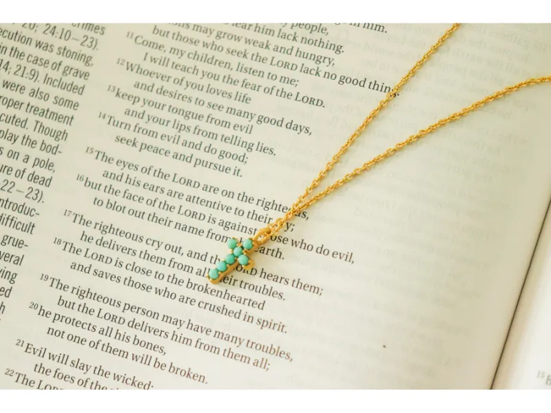 Dainty Turquoise Cross Necklace