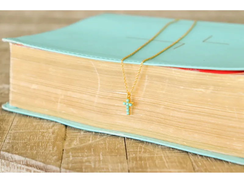 Dainty Turquoise Cross Necklace