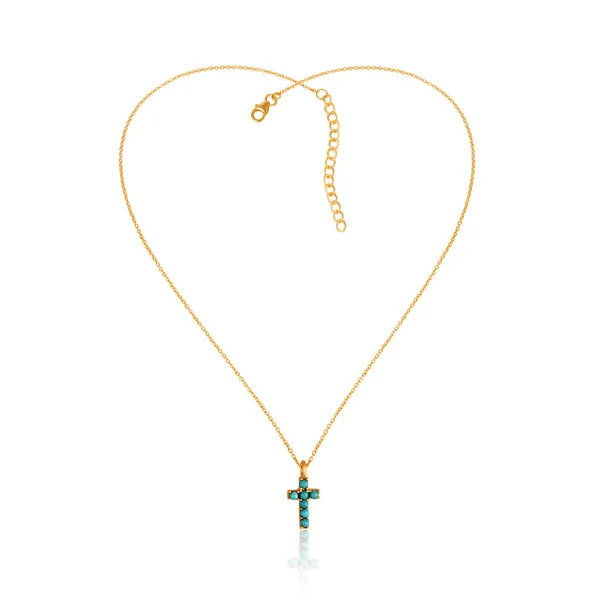 Dainty Turquoise Cross Necklace