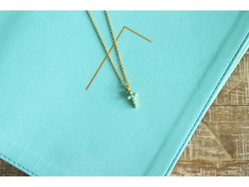 Dainty Turquoise Cross Necklace