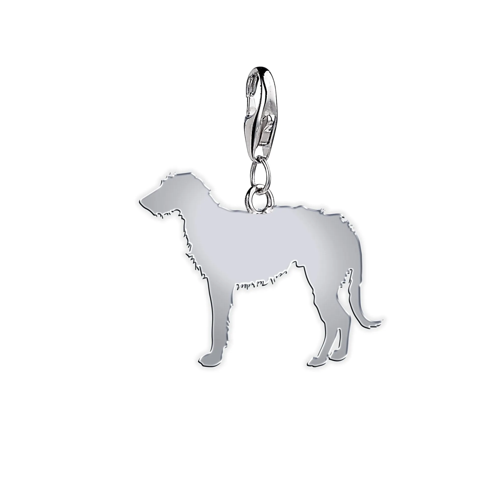 Deerhound Silhouette Silver Charm