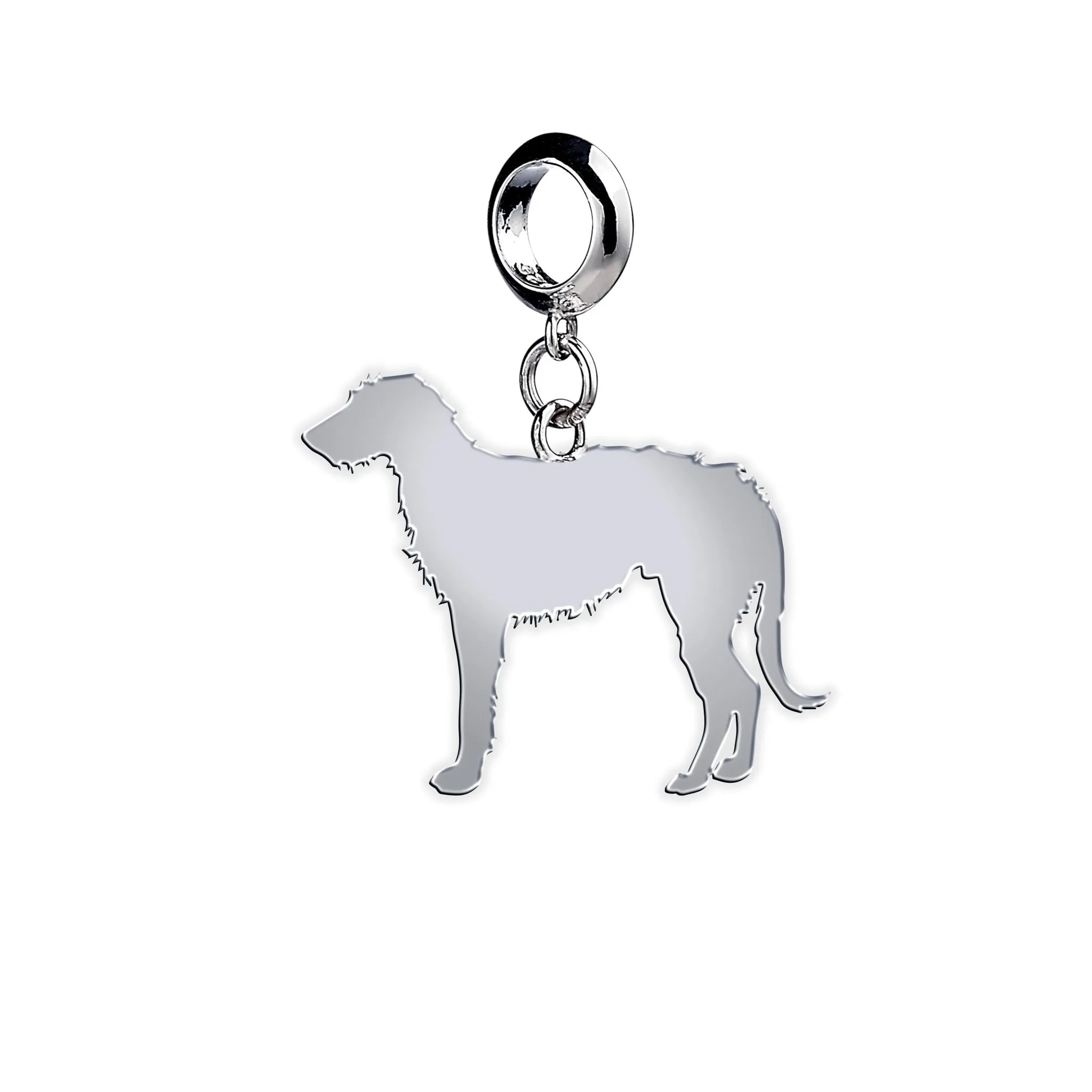 Deerhound Silhouette Silver Charm