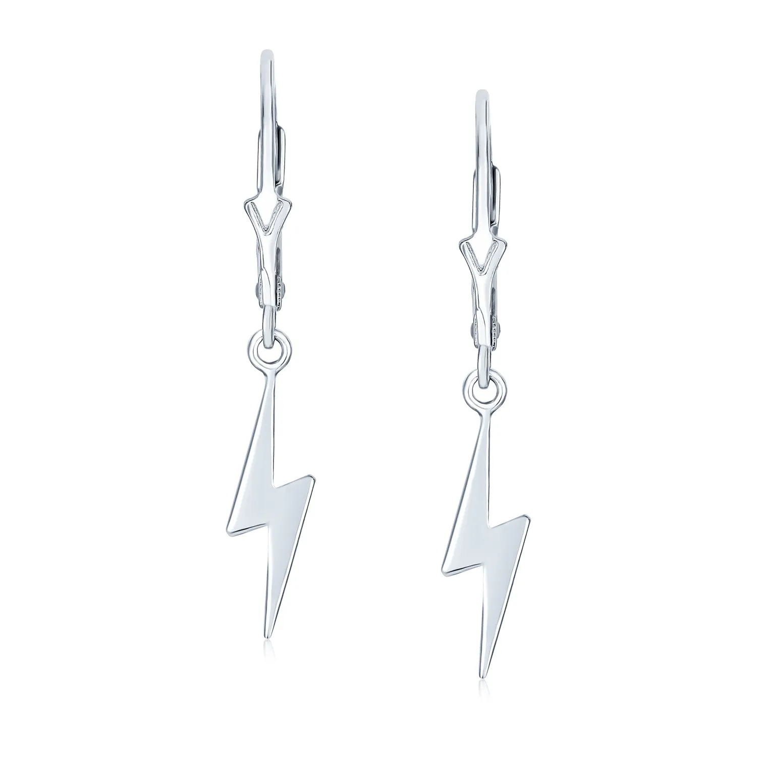 Delicate Minimalist Geometric Lightning Bolt Dangle Earrings in Sterling Silver