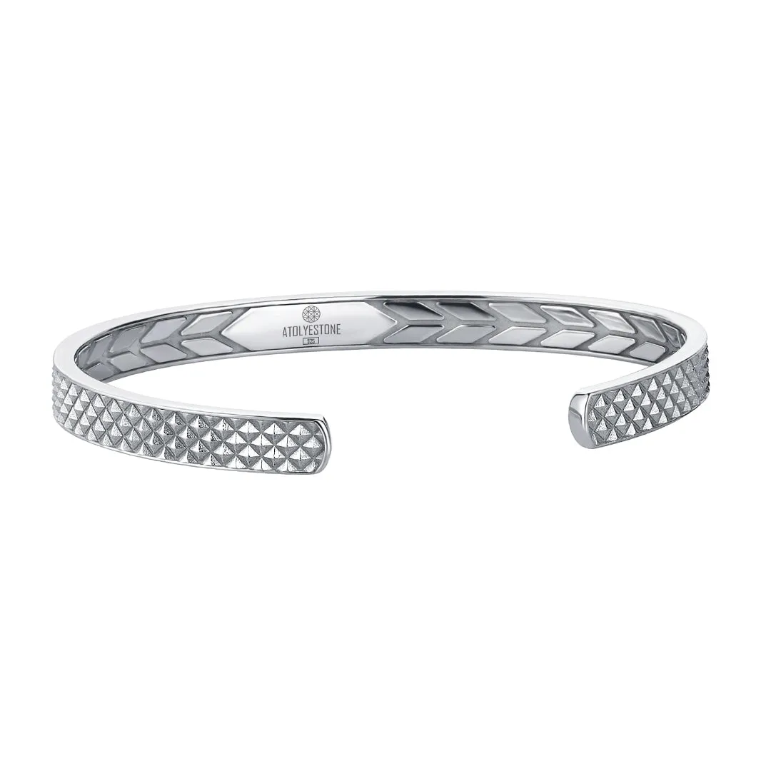 Diamond Minimal Pyramid Cuff - Solid Silver