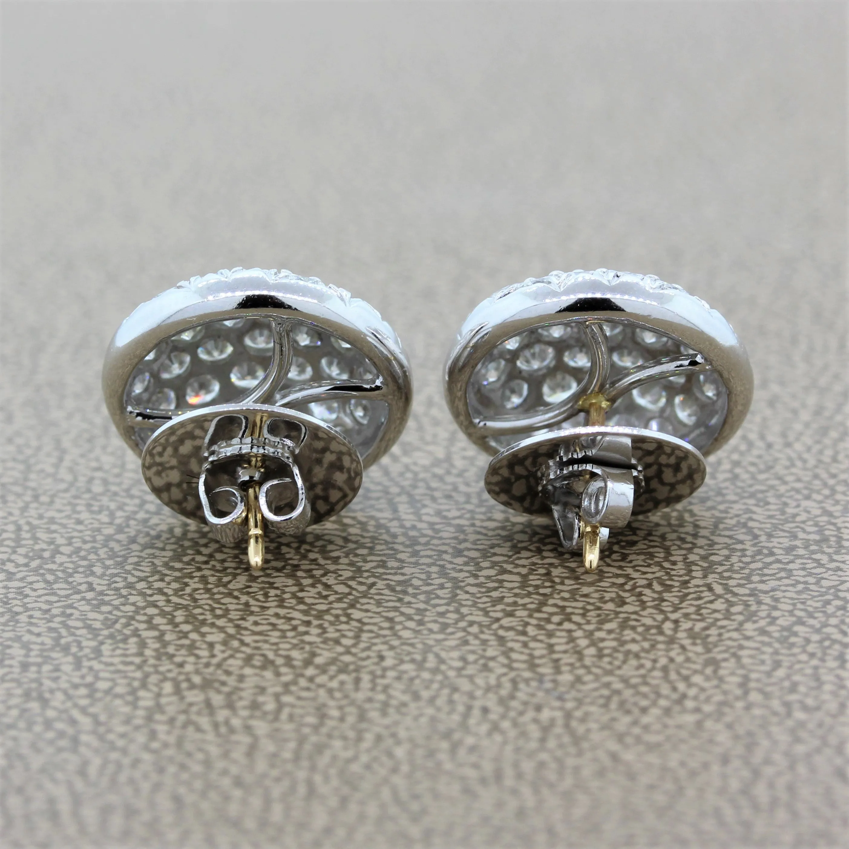 Diamond Platinum Cluster Button Earrings