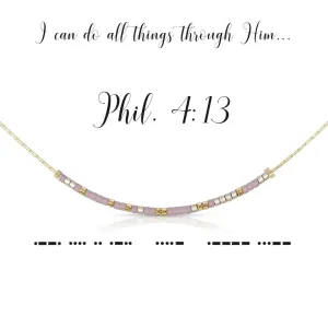 Dot & Dash Morse Code Necklace - Philippians 4:13