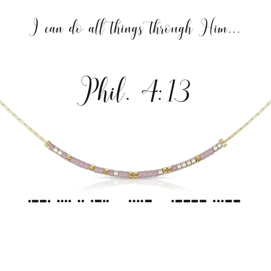 Dot & Dash Morse Code Necklace - Philippians 4:13