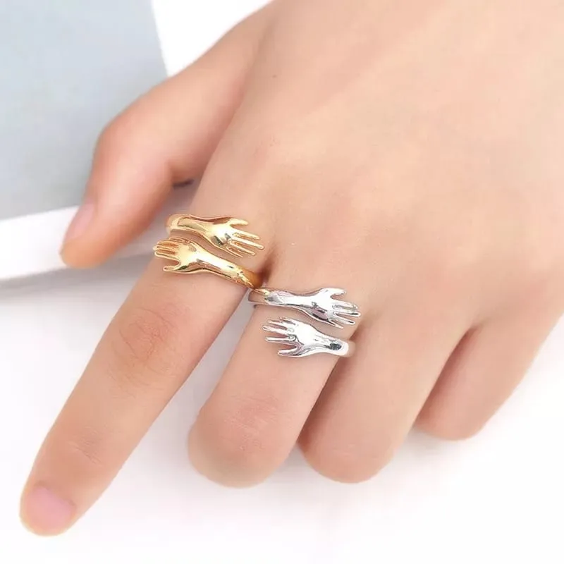 Double Hand Silver Ring