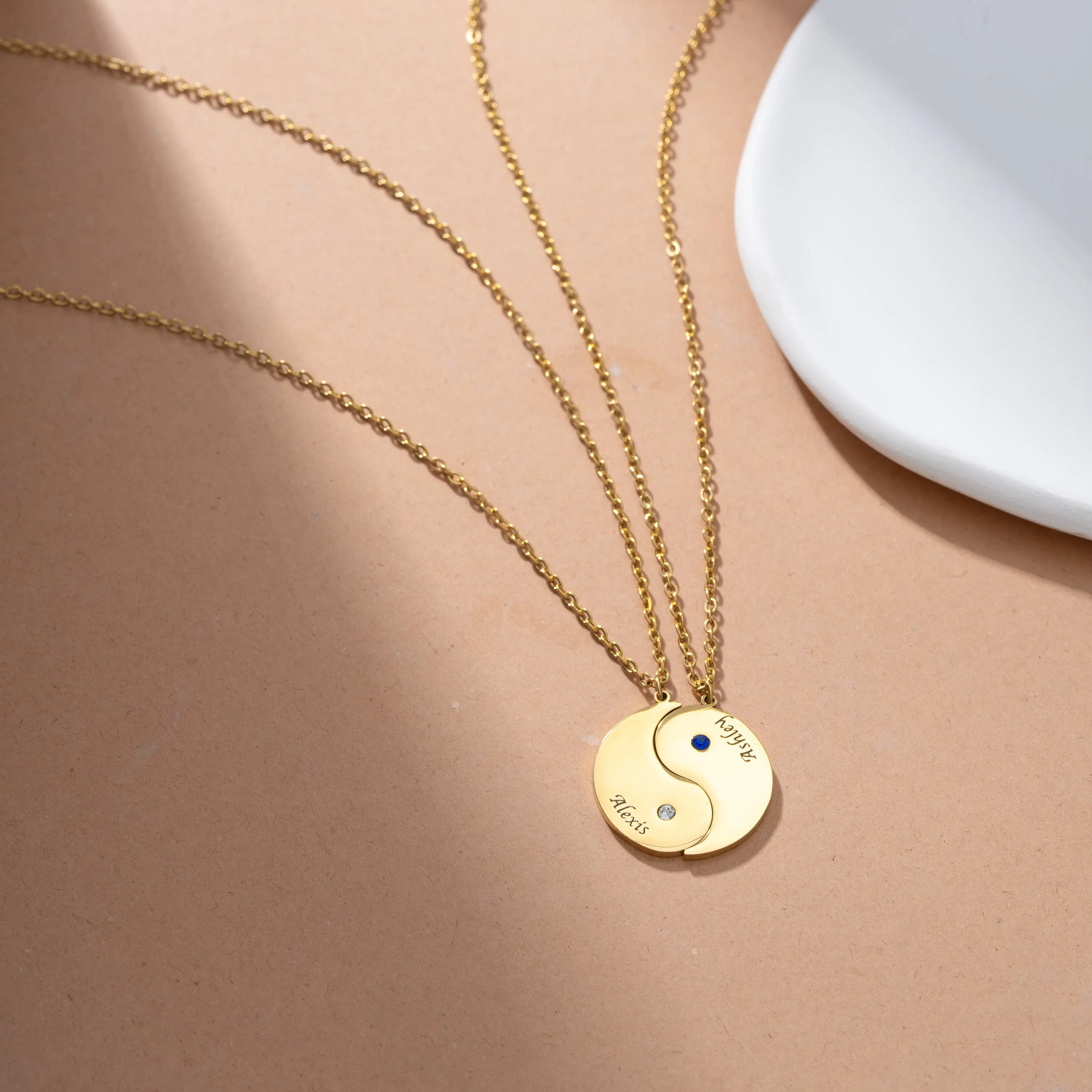 Double Yin & Yang Pendant Necklace with Birthstone