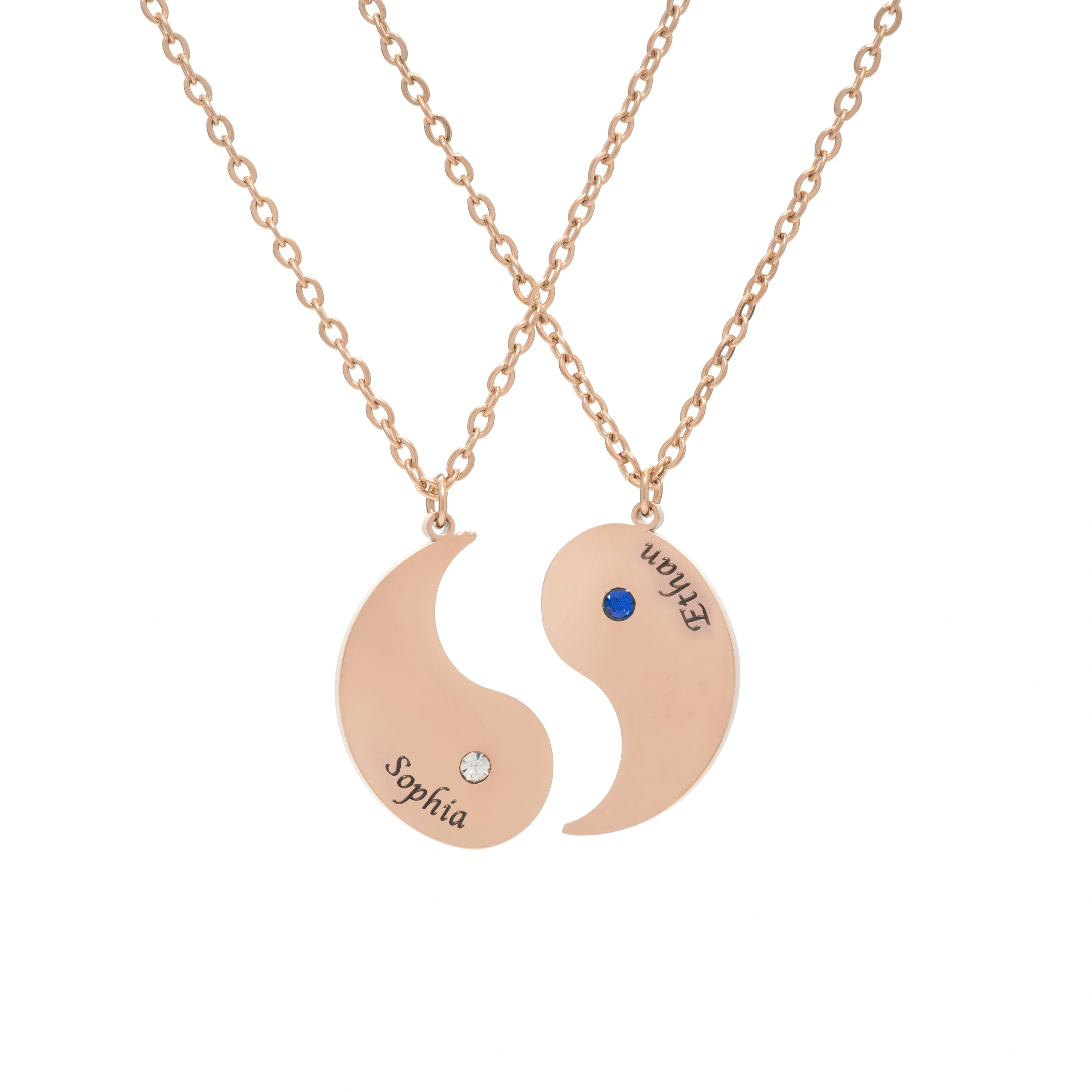 Double Yin & Yang Pendant Necklace with Birthstone