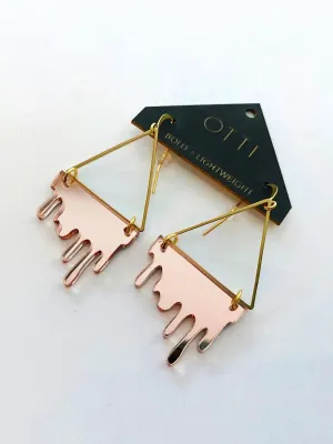 Drippy Triangle Rose Gold Earrings