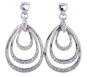 E7140 Rhodium Swarovski Elements Triple Loop Earring Crystal