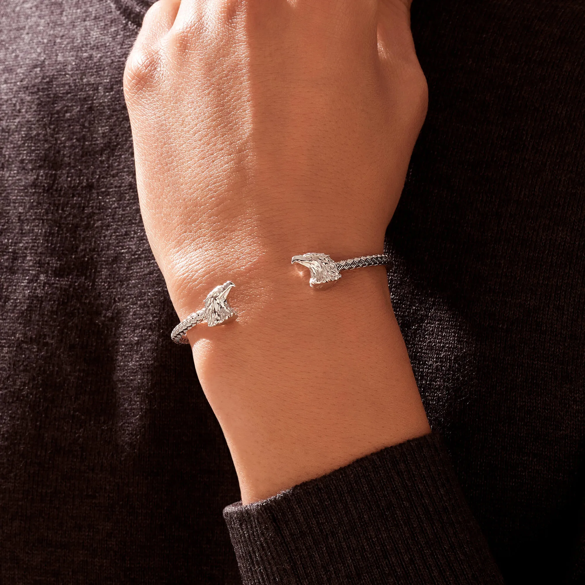 Eagle Cuff Bracelet - Solid Silver