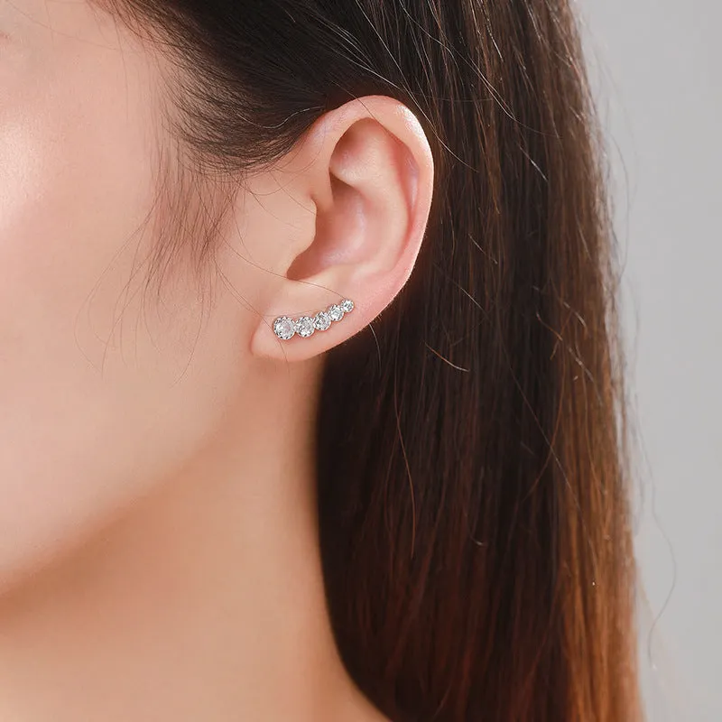 Elegant S925 Sterling Silver Zircon Earrings with Unique Japanese and Korean Design