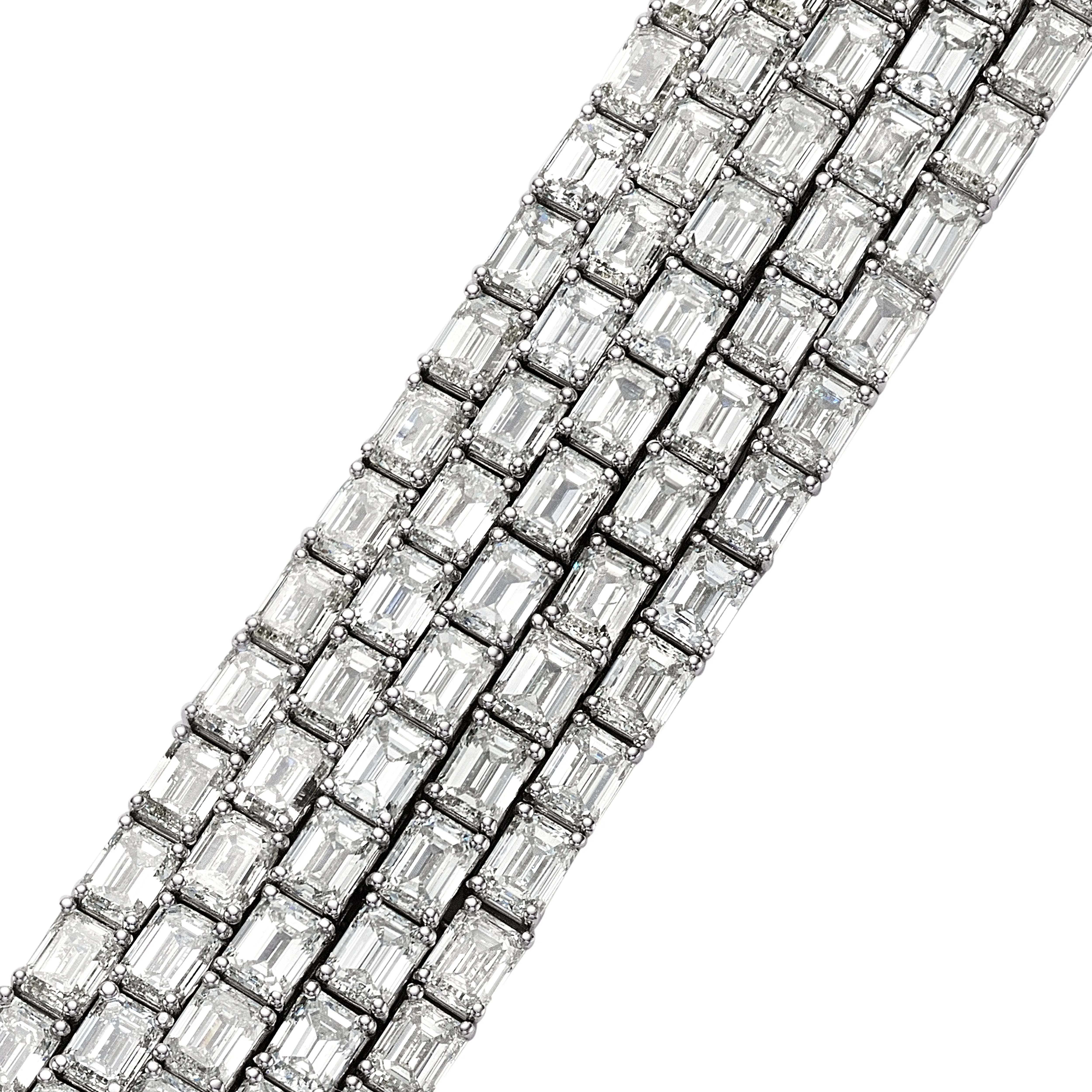 Emerald Cut Diamond Multi-Row Bracelet, 48 CT