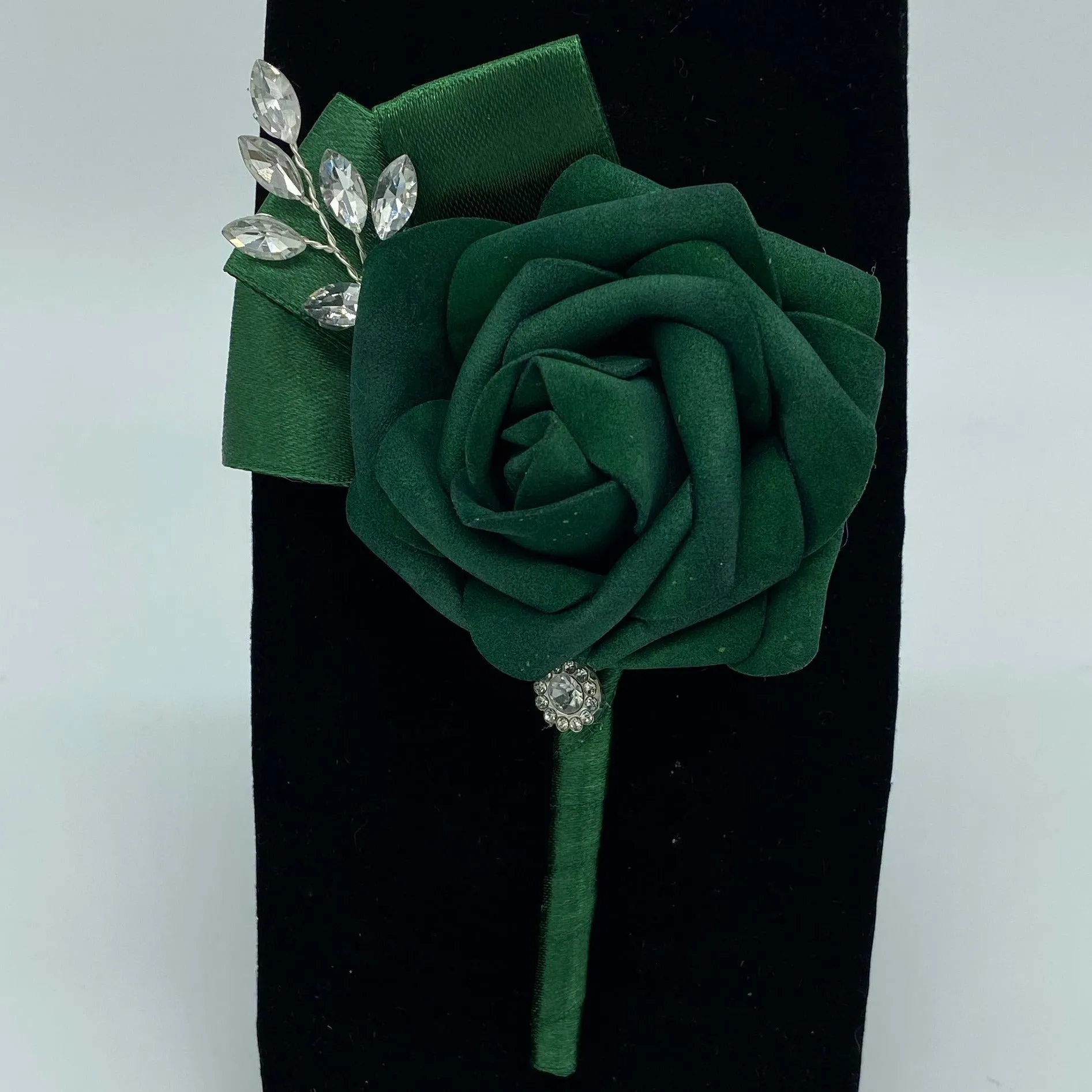 Emerald Green Real Touch Roses Brooch Bouquet l Boutonniere l Corsage l Broom l GRB001